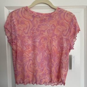 Sheer pink & orange funky top!